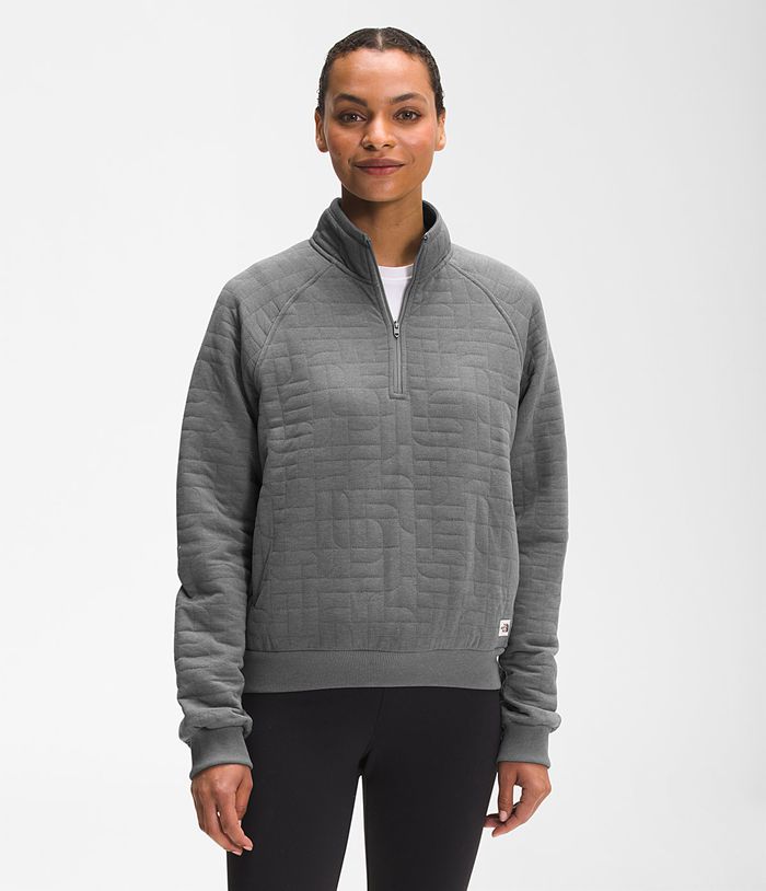 Pullover The North Face Mujer Longs Peak Quilted ¼ Zip - Colombia VCQRGN108 - Gris